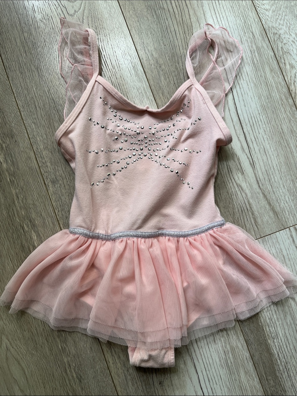 Girls Cat & Jack Pink Tulle Ballet Leotard with Rhinestones Size Small 6/6x